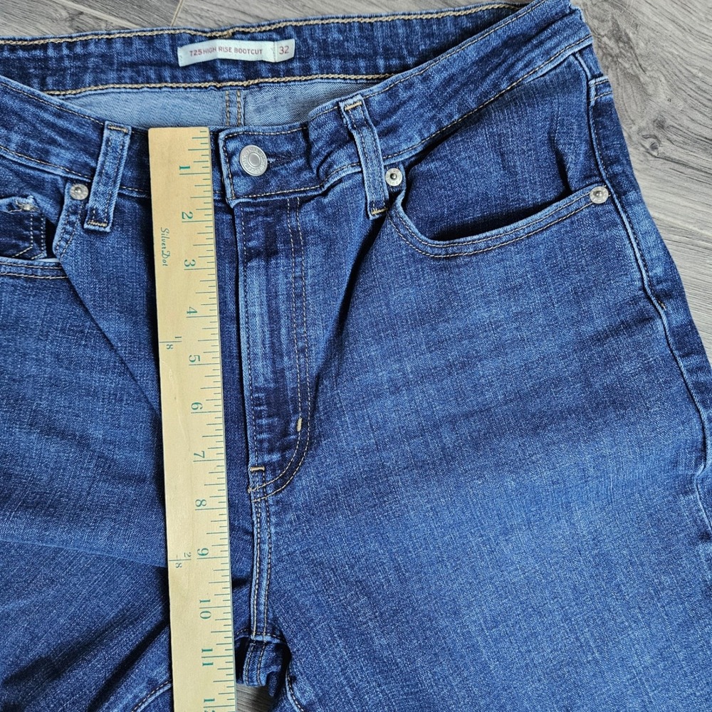 Levis 725 High Rise Bootcut Jeans Womens 32 Indigo Blue Denim Stretch Pants - Picture 9 of 10
